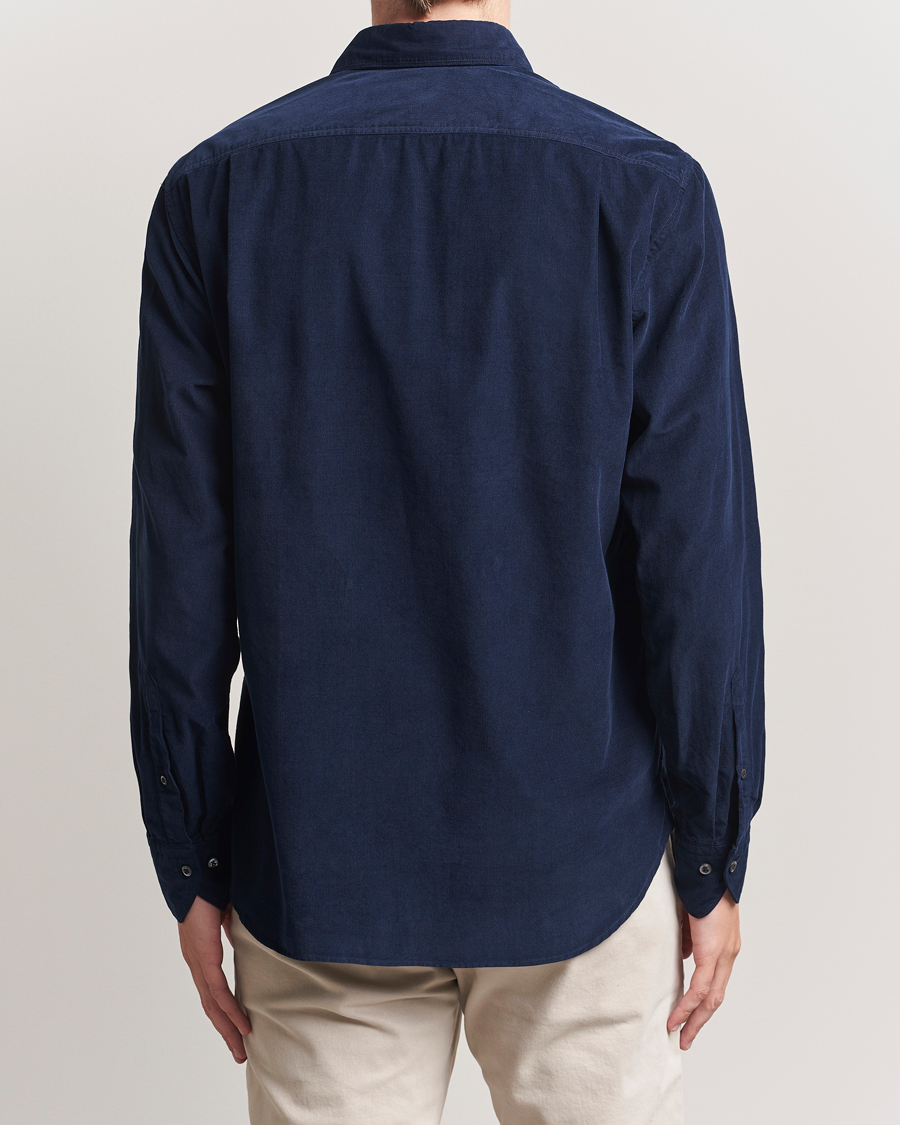 Herren | Hemden | Stenströms | Regular Fit Cut Away Cord Shirt Navy