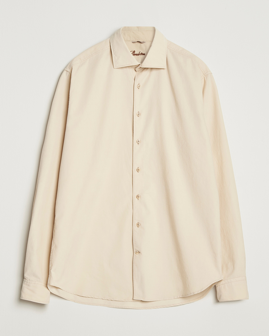 Herren | Hemden | Stenströms | Regular Fit Cut Away Cord Shirt Beige