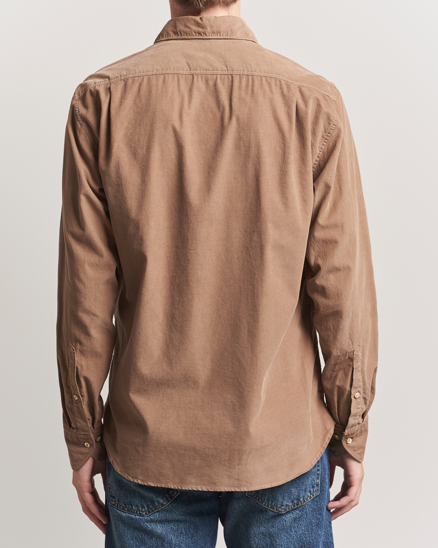 Herren | Hemden | Stenströms | Regular Fit Cut Away Cord Shirt Brown