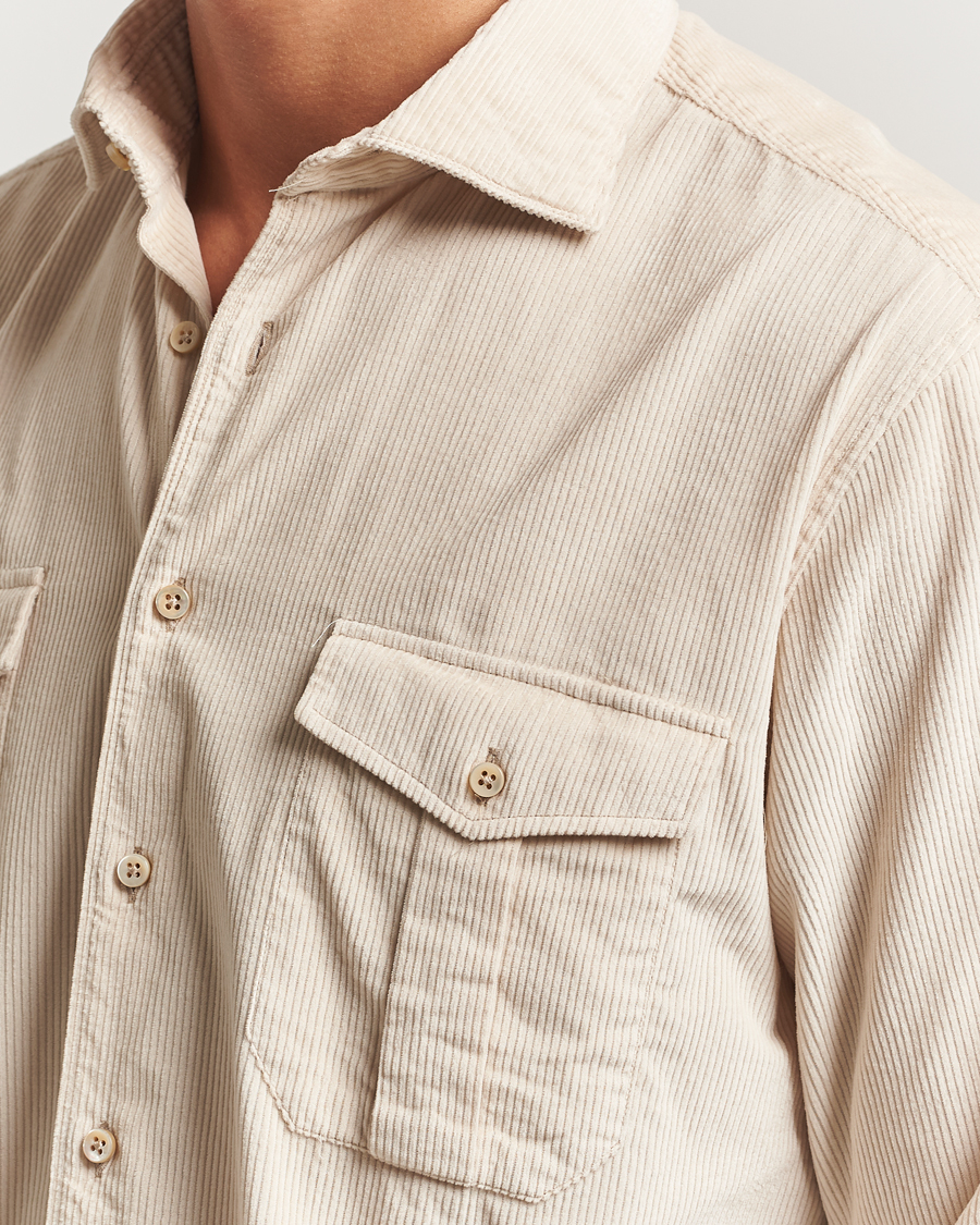 Herren | Hemden | Stenströms | Regular Fit Cord Pocket Shirt Beige