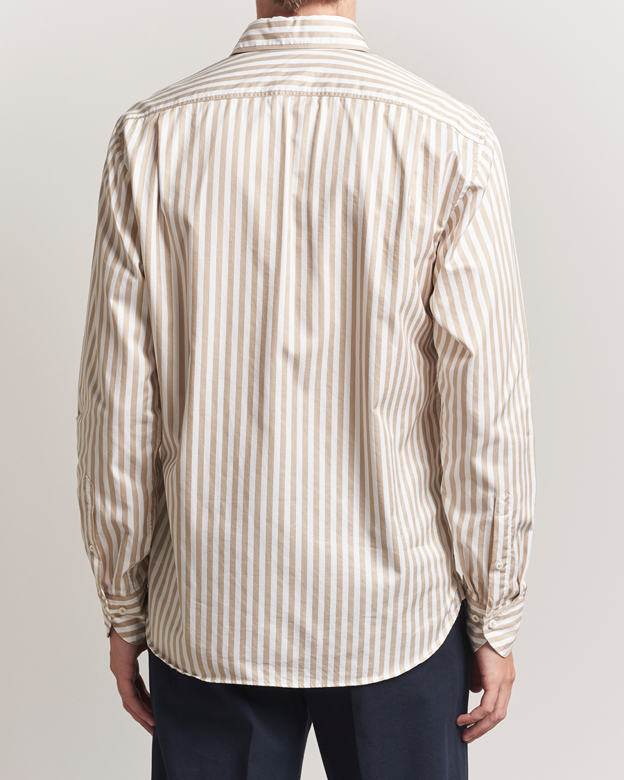 Herren | Hemden | Stenströms | Regular Fit Washed Large Stripe Shirt White/Beige
