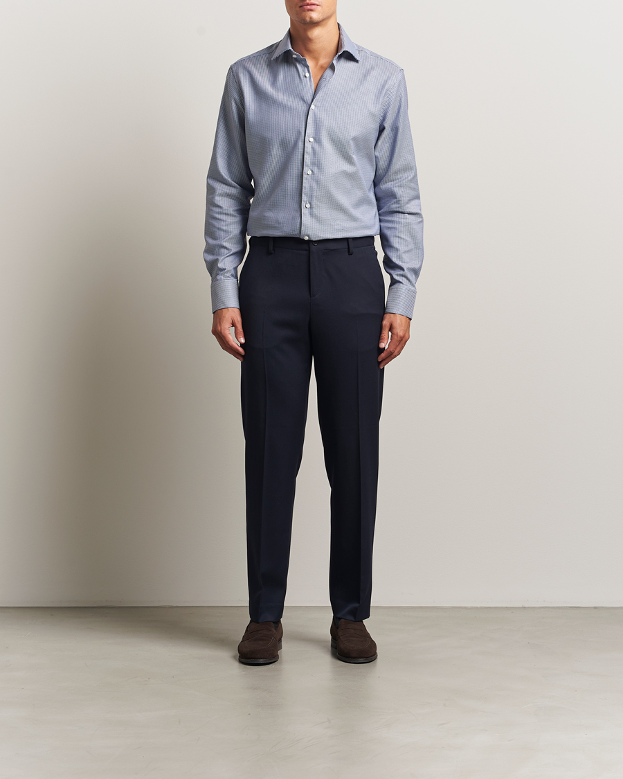 Herren | Hemden | Stenströms | Regular Fit Woven Structure Shirt Blue
