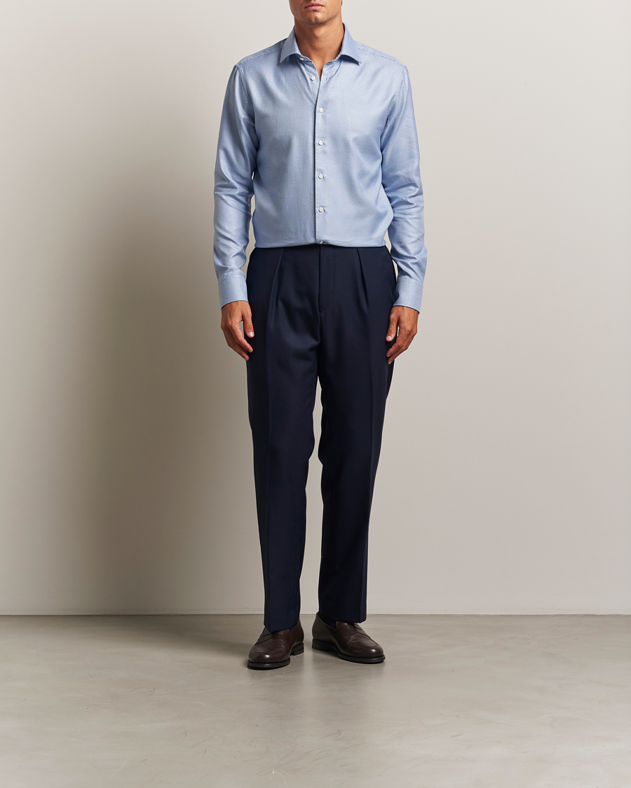 Herren | Hemden | Stenströms | Regular Fit Diagonal Cut Away Shirt Blue