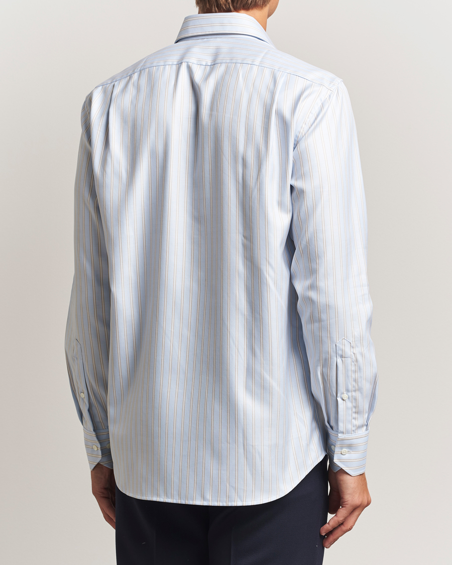 Herren | Hemden | Stenströms | Regular Fit Twill Stripe Cut Away Shirt Blue