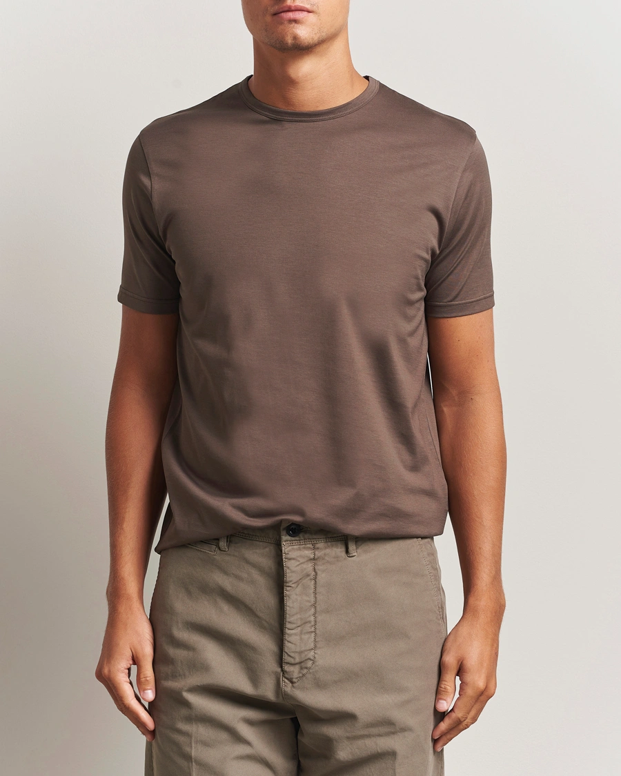 Herren | T-Shirts | Sunspel | Crew Neck Q82 Cotton T-Shirt Bark