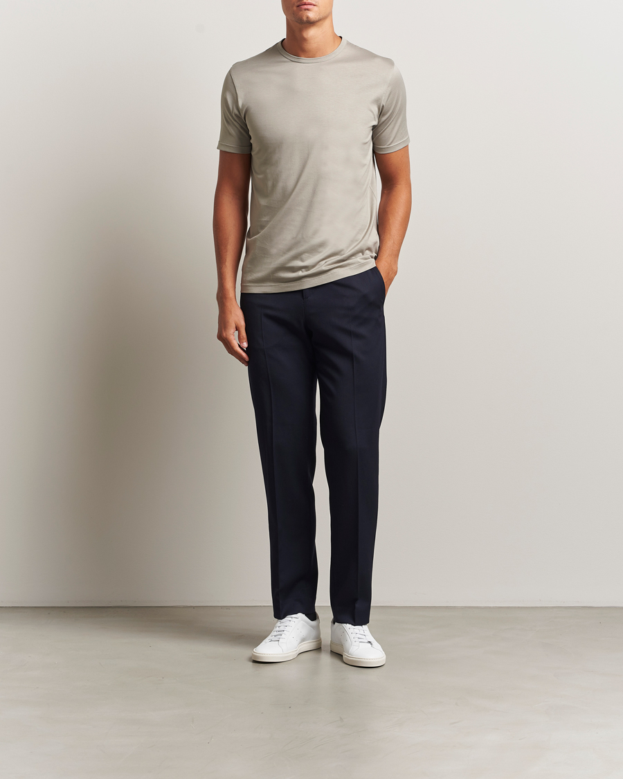 Herren | T-Shirts | Sunspel | Crew Neck Q82 Cotton T-Shirt Fog