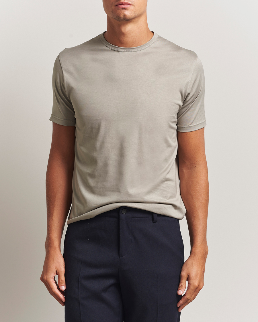 Herren | T-Shirts | Sunspel | Crew Neck Q82 Cotton T-Shirt Fog