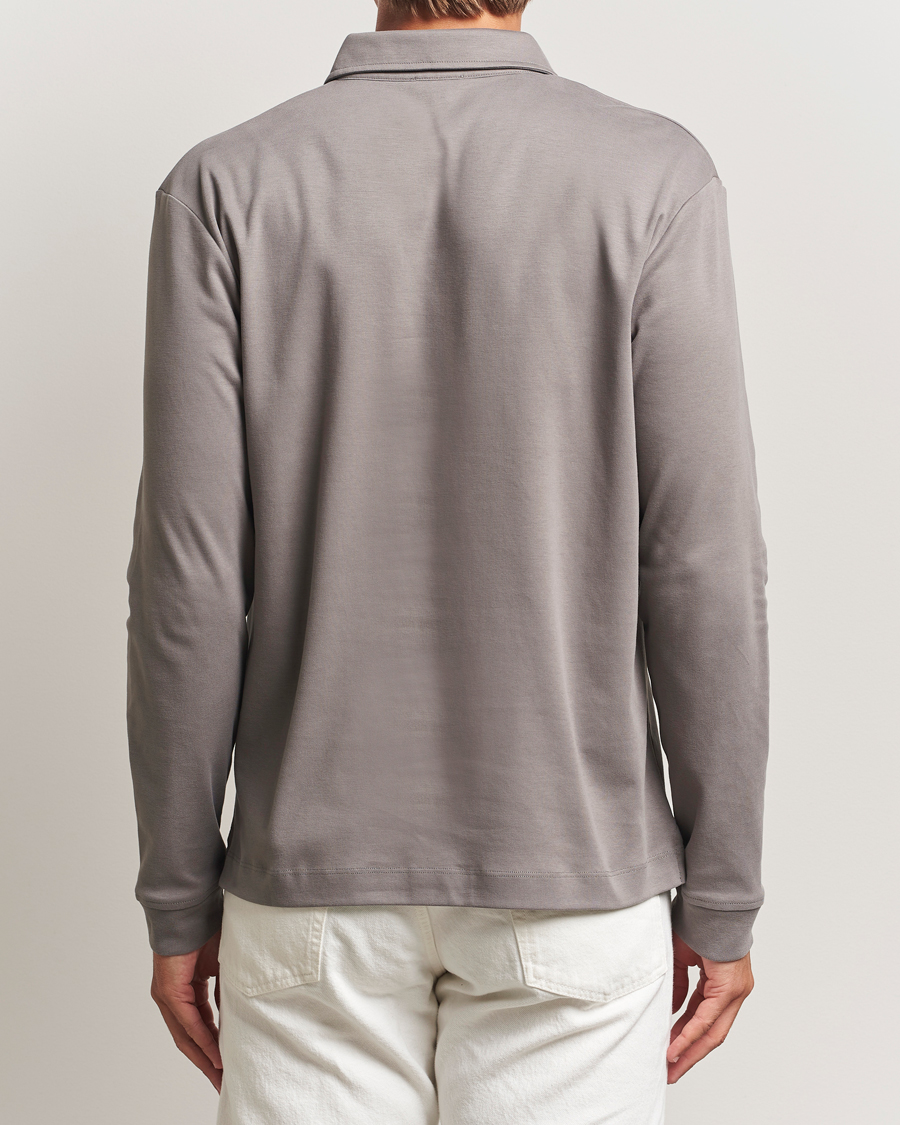 Herren | Poloshirts | Sunspel | Heavy Weight Supima Cotton Long Sleeve Polo Iron Grey