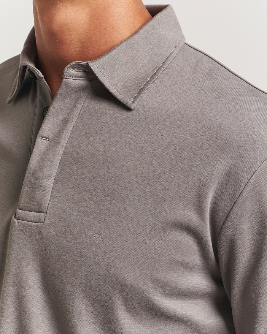 Herren | Poloshirts | Sunspel | Heavy Weight Supima Cotton Long Sleeve Polo Iron Grey