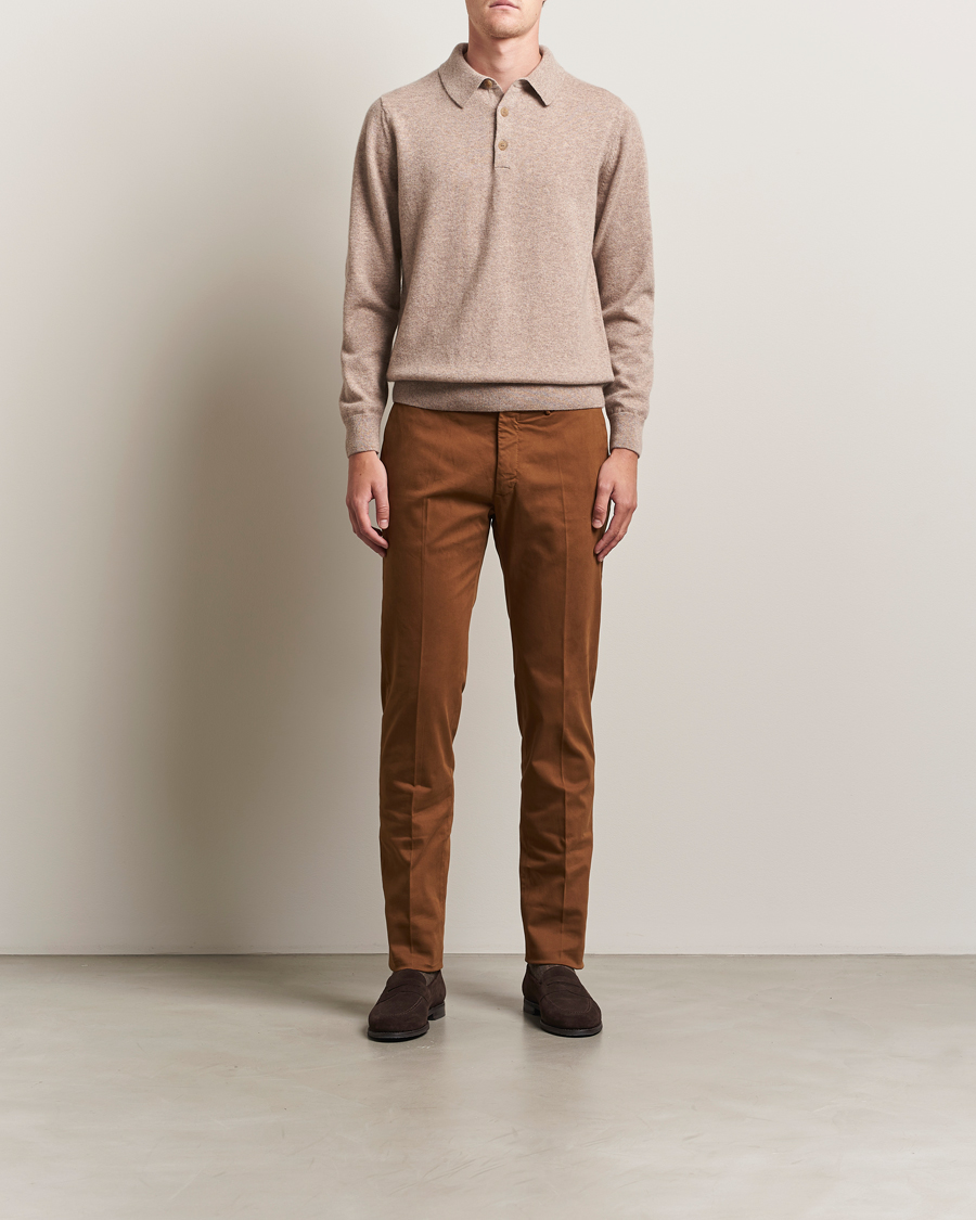 Herren | Pullover | Sunspel | Cashmere Polo Oatmeal Melange