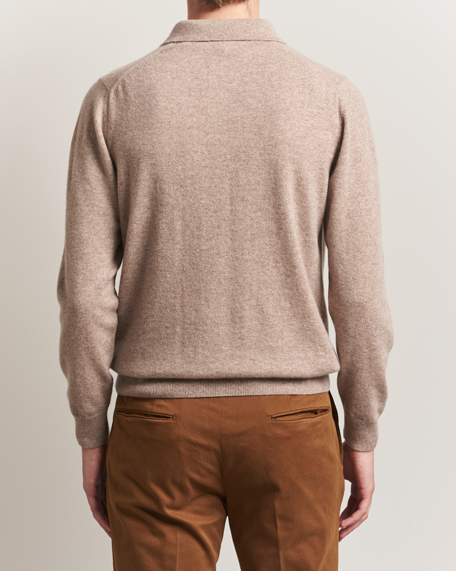 Herren | Pullover | Sunspel | Cashmere Polo Oatmeal Melange