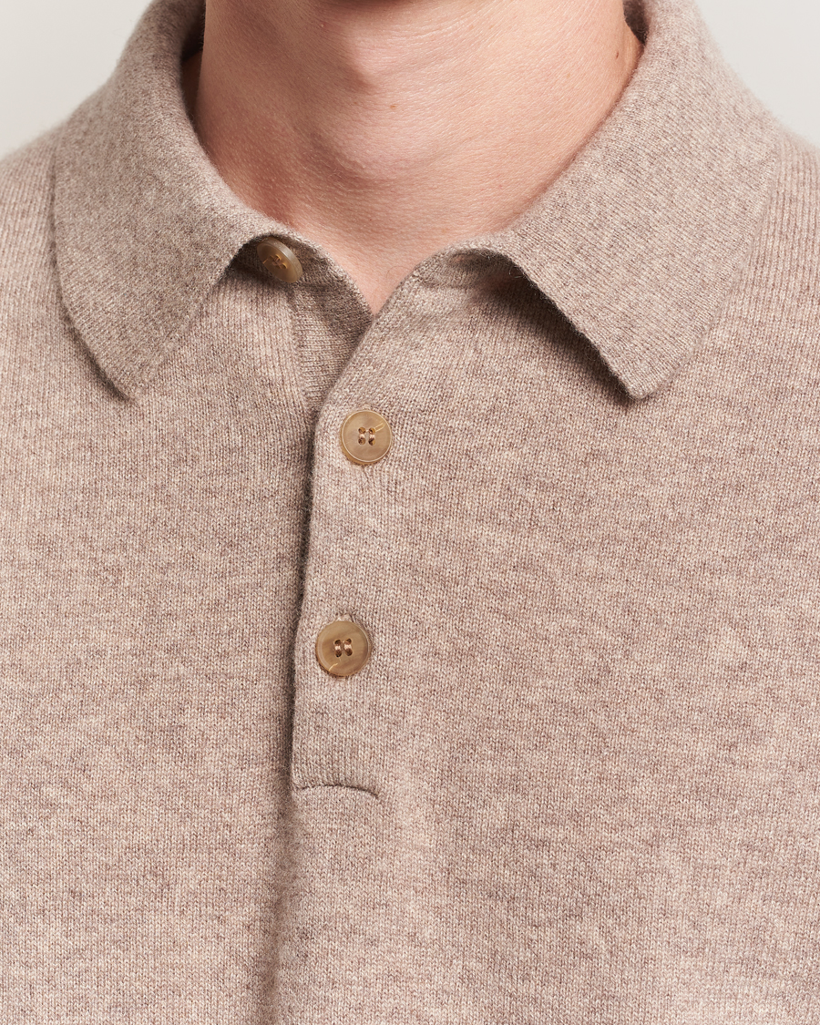 Herren | Pullover | Sunspel | Cashmere Polo Oatmeal Melange