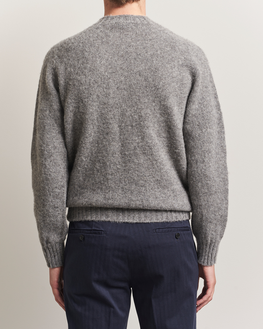 Herren | Pullover | Sunspel | Brushed Shetland Crew Neck Mid Grey Melange