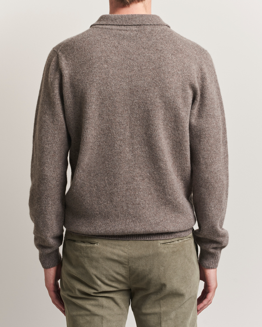 Herren | Pullover | Sunspel | Lambswool Poloshirt Bark