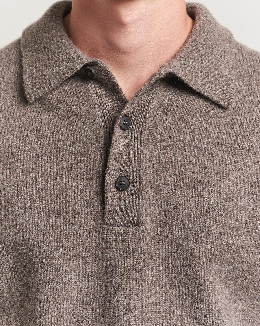Herren | Pullover | Sunspel | Lambswool Poloshirt Bark