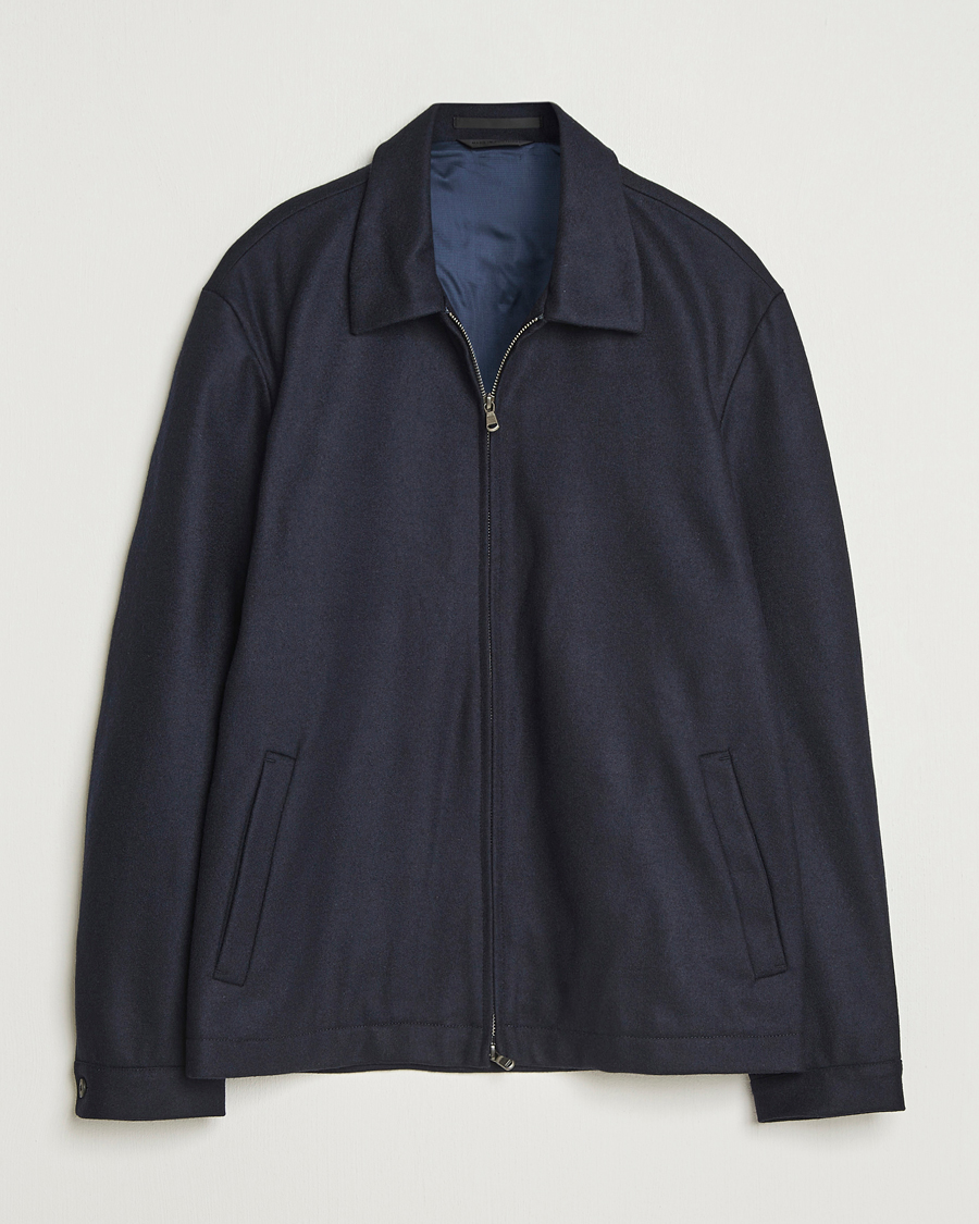 Herren | Jacken | Sunspel | Boiled Wool Jersey Jacket Navy