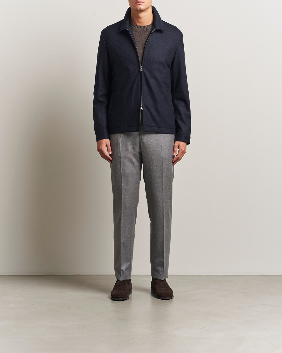 Herren | Jacken | Sunspel | Boiled Wool Jersey Jacket Navy