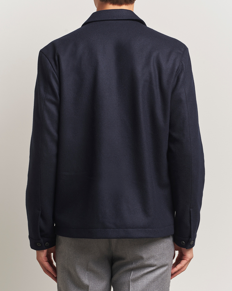Herren | Jacken | Sunspel | Boiled Wool Jersey Jacket Navy