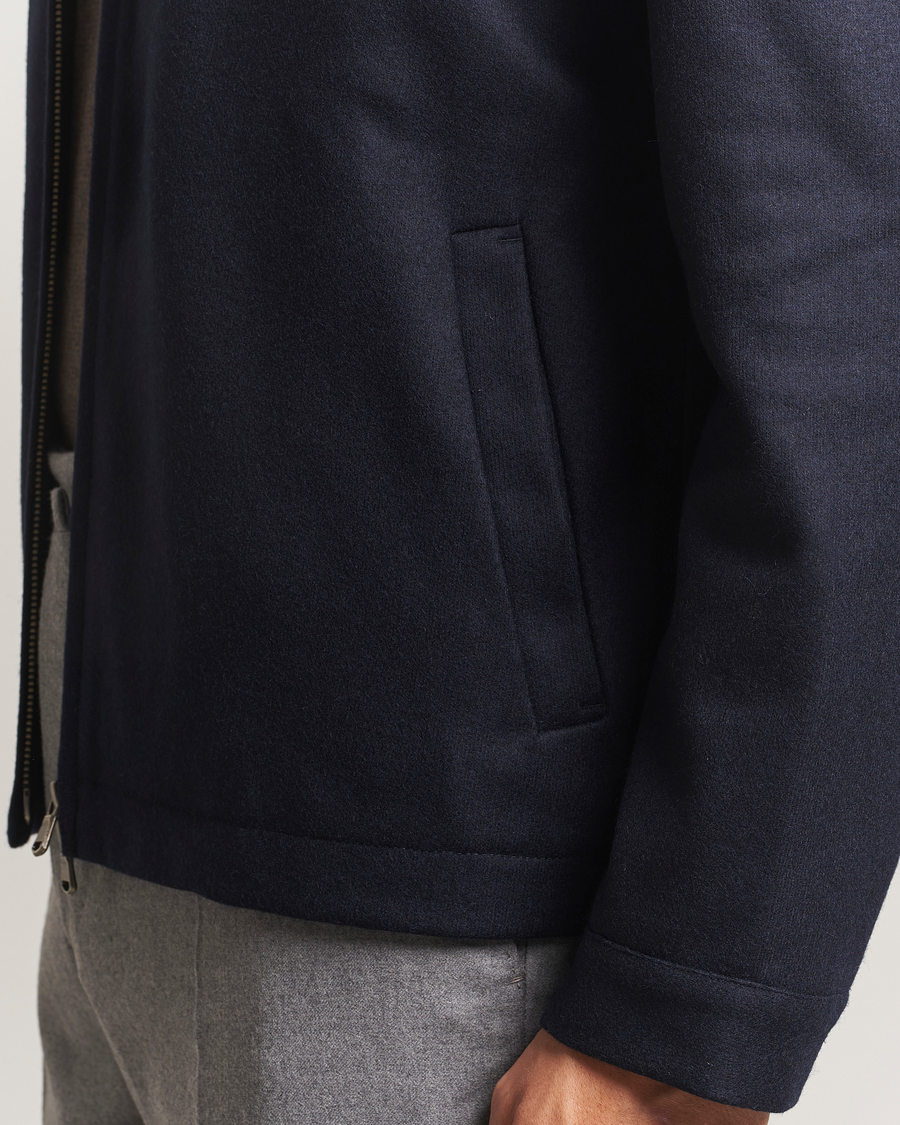 Herren | Jacken | Sunspel | Boiled Wool Jersey Jacket Navy