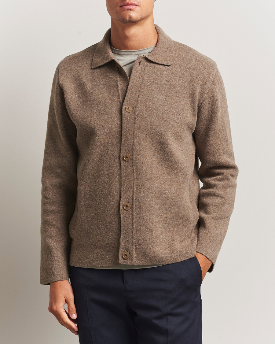 Herren | Pullover | Sunspel | Doubleface Wool Jacket Mink