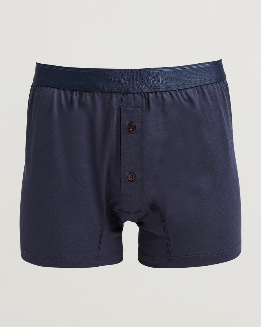 Herren | Unterwäsche | Sunspel | Superfine Two Button Cotton Navy