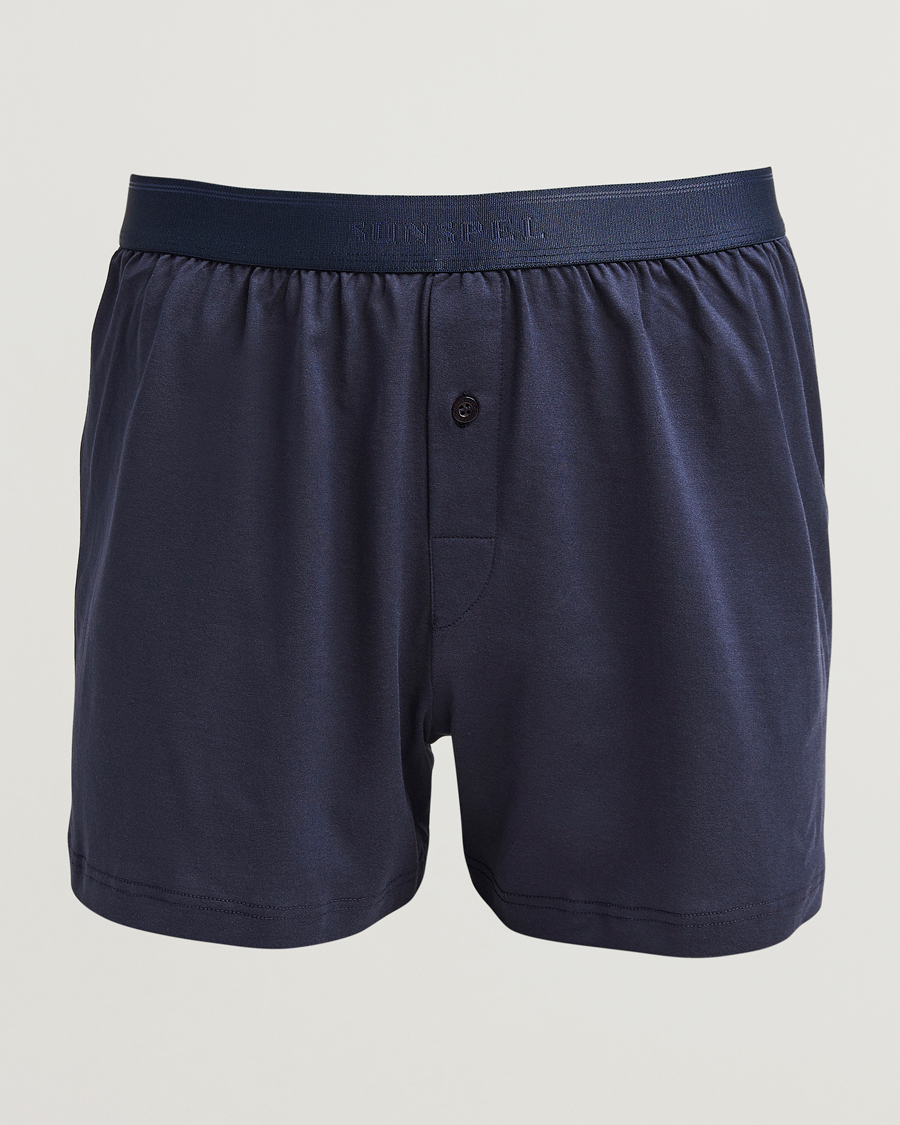 Herren | Unterwäsche | Sunspel | Superfine One Button Boxer Navy