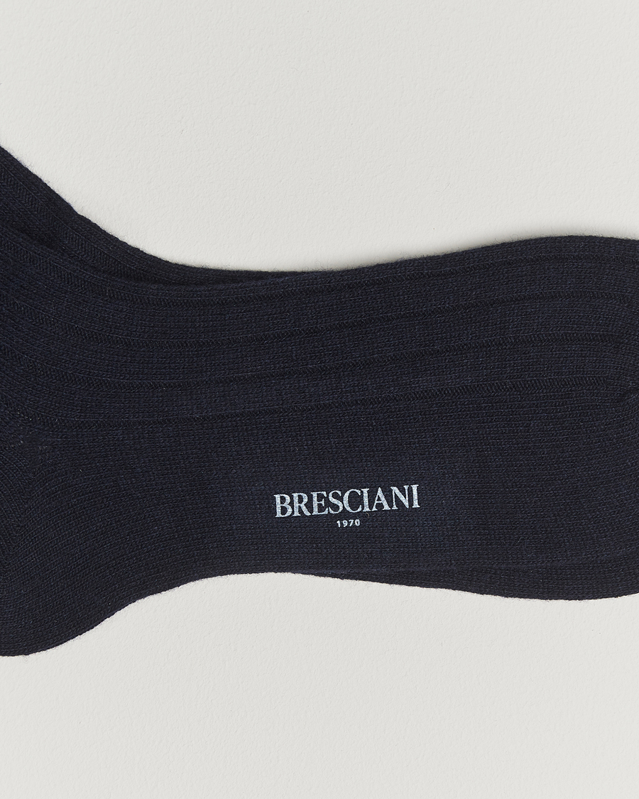 Herren | Unterwäsche | Bresciani | Wool/Cashmere Ribbed Socks Navy
