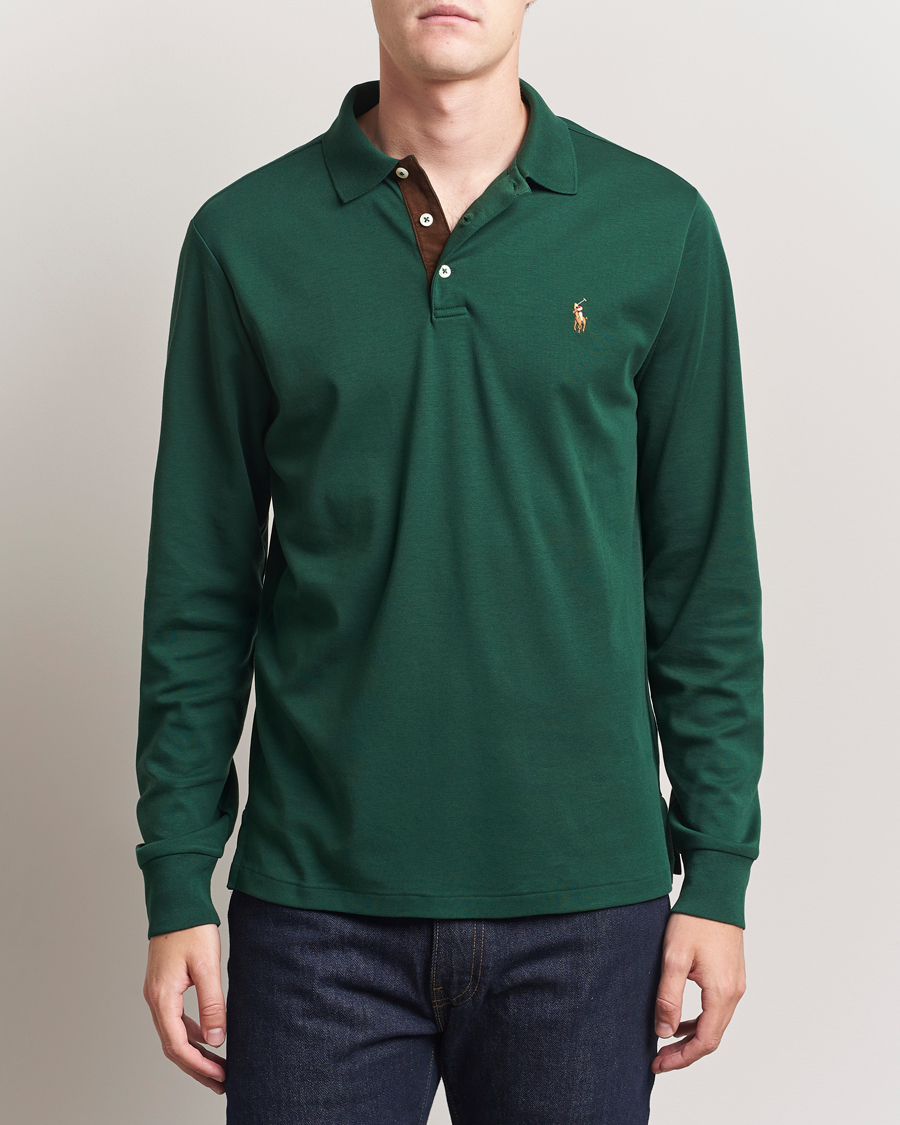 Herren | Poloshirts | Polo Ralph Lauren | Pima Cotton Custom Slim Fit LS Polo Vintage Pine