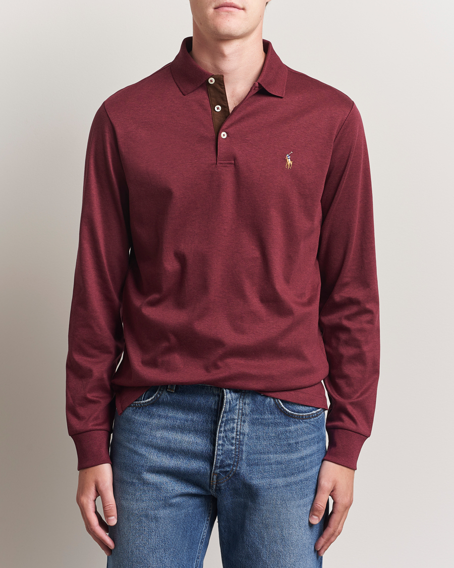 Herren | Poloshirts | Polo Ralph Lauren | Pima Cotton Custom Slim Fit LS Polo Spring Wine Heather