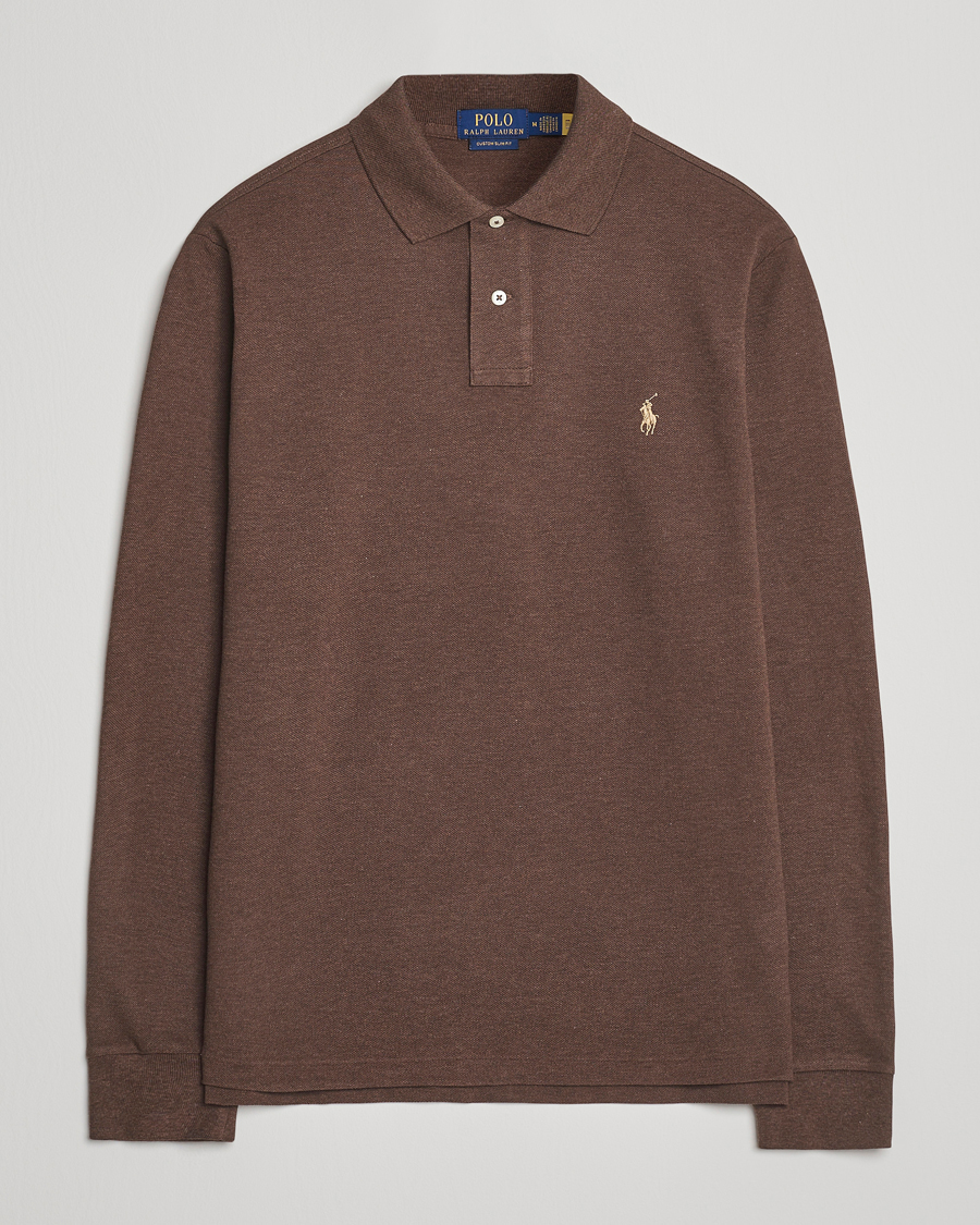 Herren | Poloshirts | Polo Ralph Lauren | Custom Slim Fit Long Sleeve Polo Nutmeg Brown Heather