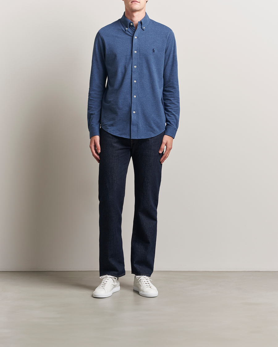 Herren | Hemden | Polo Ralph Lauren | Featherweight Mesh Shirt Derby Blue Heather