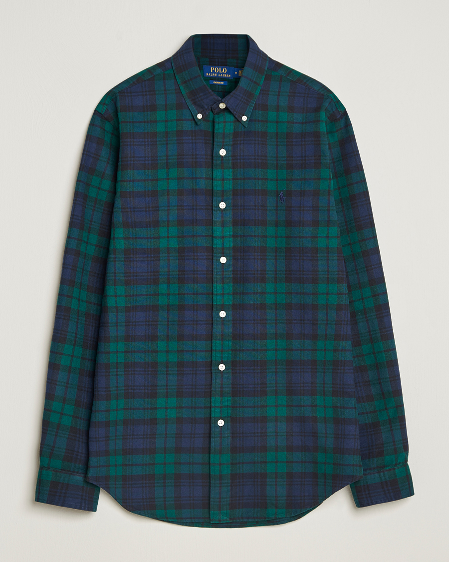 Herren | Hemden | Polo Ralph Lauren | Custom Fit Brushed Flannel Checked Shirt Navy/Green