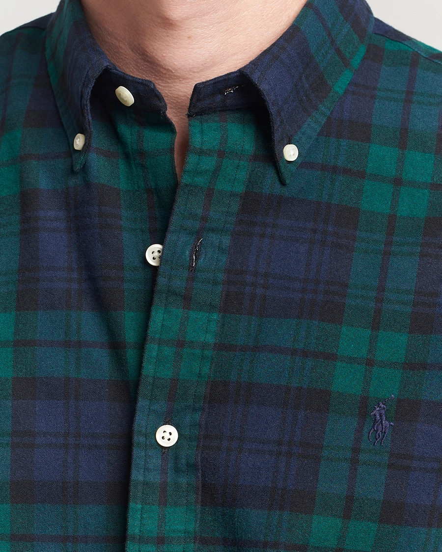 Herren | Hemden | Polo Ralph Lauren | Custom Fit Brushed Flannel Checked Shirt Navy/Green