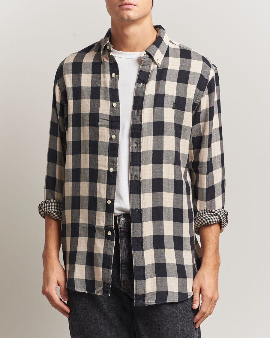 Herren | Hemden | Polo Ralph Lauren | Custom Fit Double Faced Checked Shirt Cream/Black
