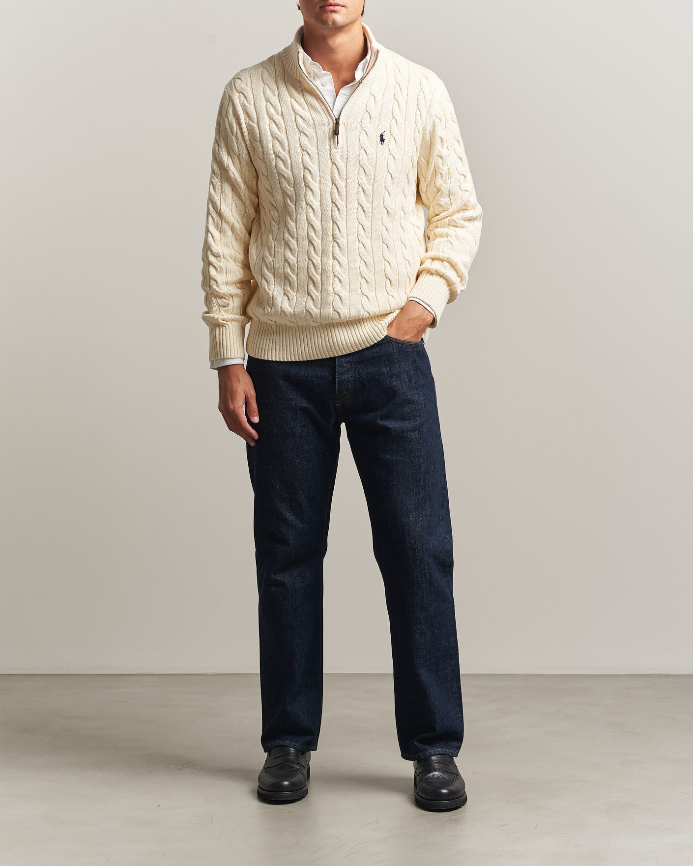 Herren | Pullover | Polo Ralph Lauren | Cotton Cable Half Zip Andover Cream