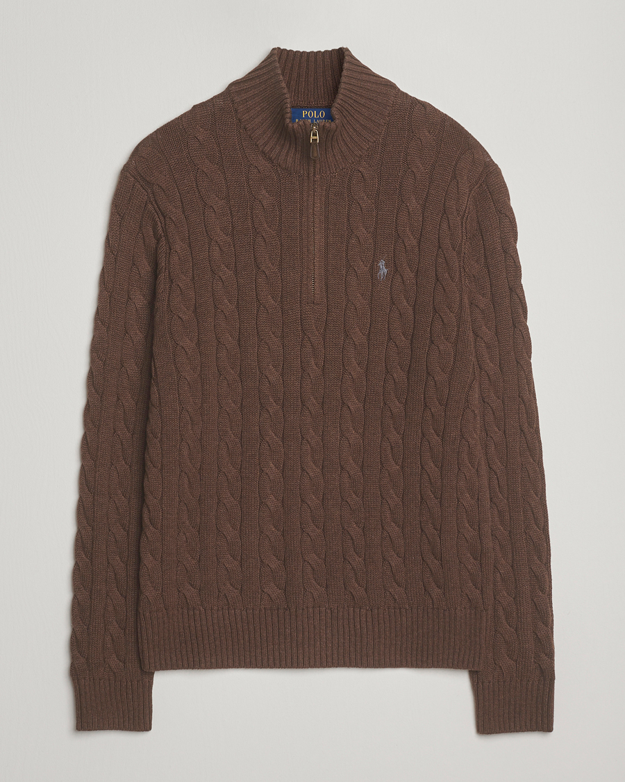 Herren | Pullover | Polo Ralph Lauren | Cotton Cable Half Zip Nutmeg Brown Heather