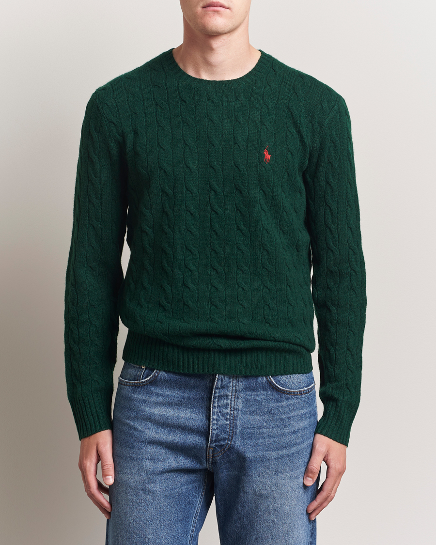 Herren | Pullover | Polo Ralph Lauren | Wool/Cashmere Cable Crew Neck Moss Agate
