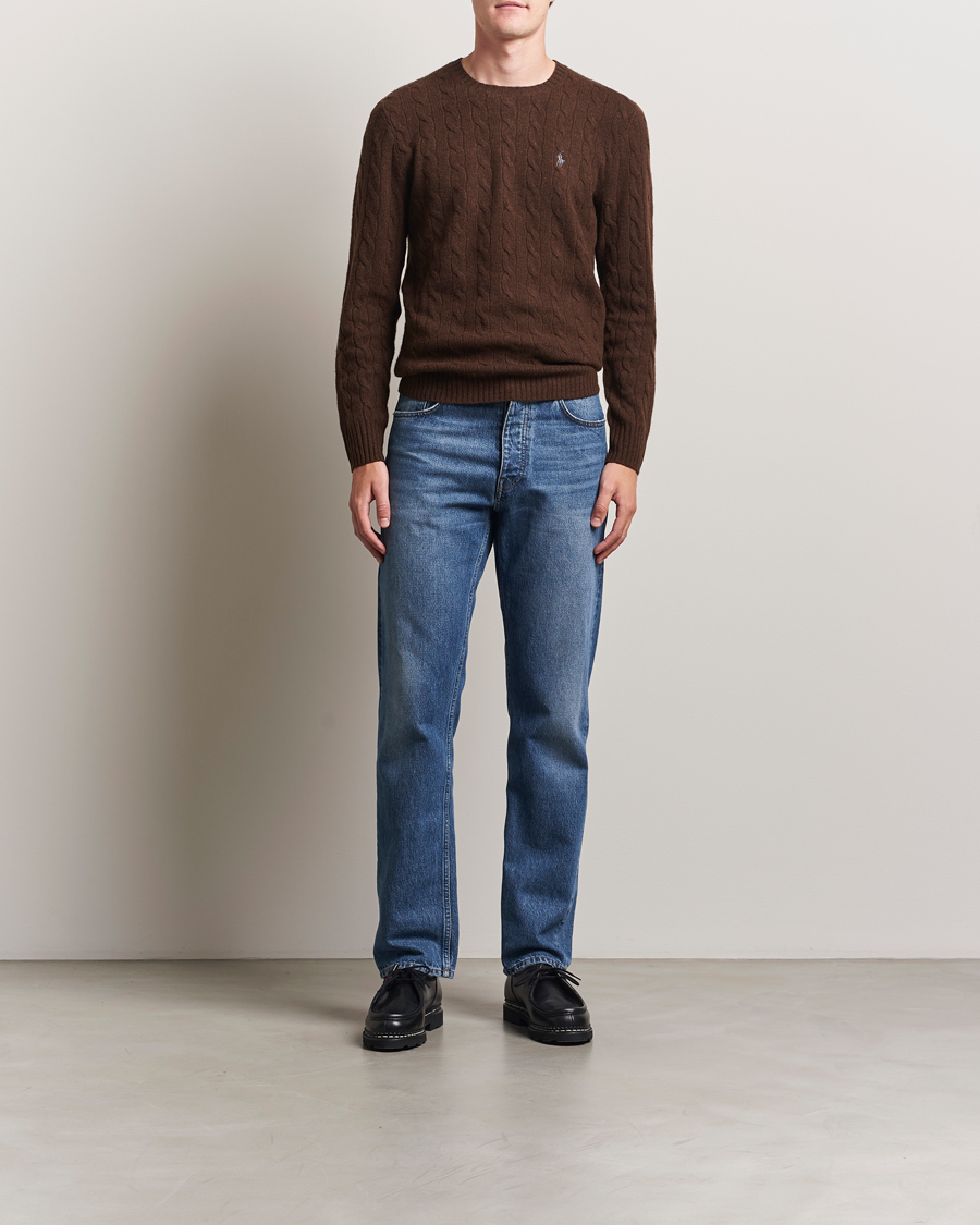 Herren | Pullover | Polo Ralph Lauren | Wool/Cashmere Cable Crew Neck Cacao Brown Heather