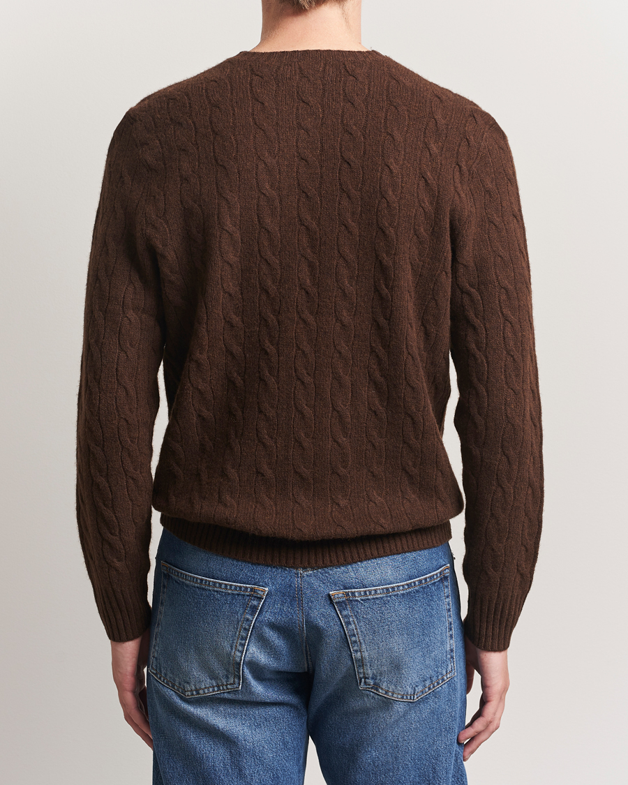Herren | Pullover | Polo Ralph Lauren | Wool/Cashmere Cable Crew Neck Cacao Brown Heather