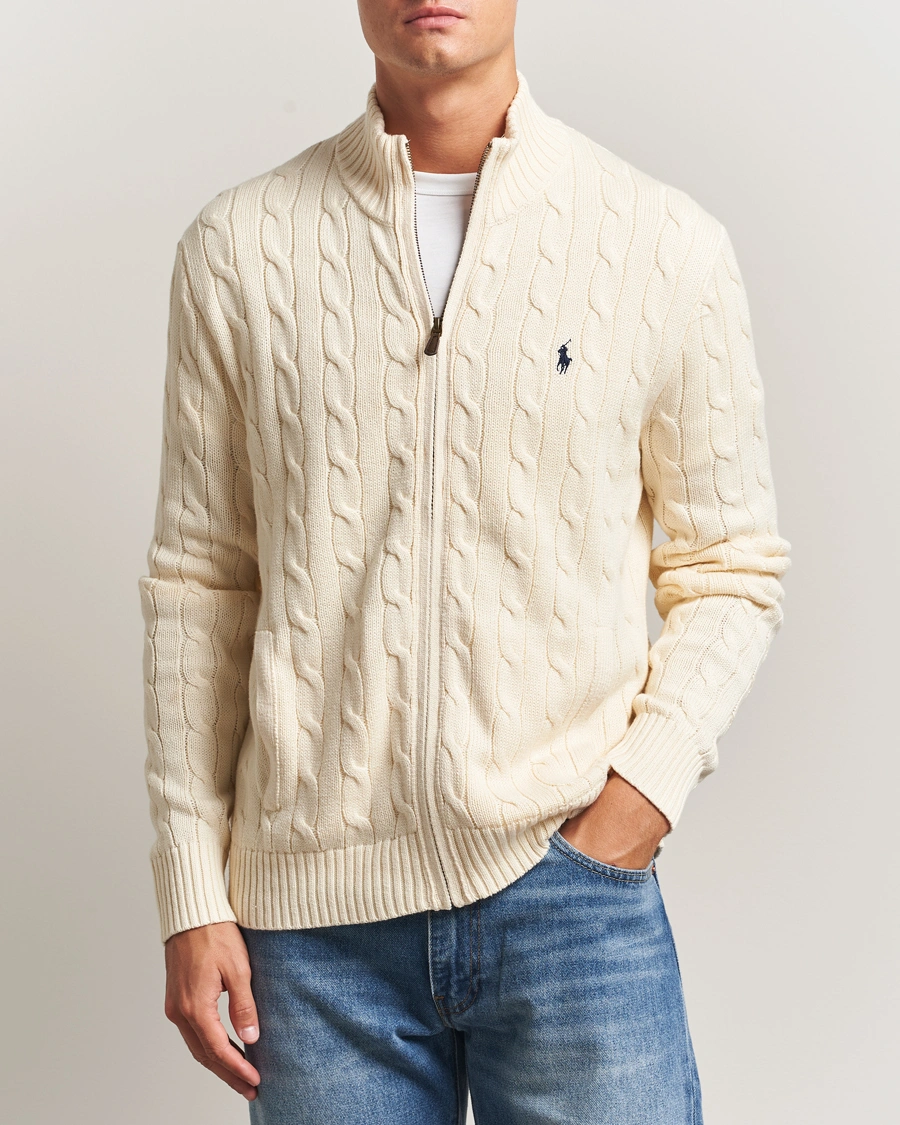 Herren | Pullover | Polo Ralph Lauren | Cotton Cable Full Zip Andover Cream