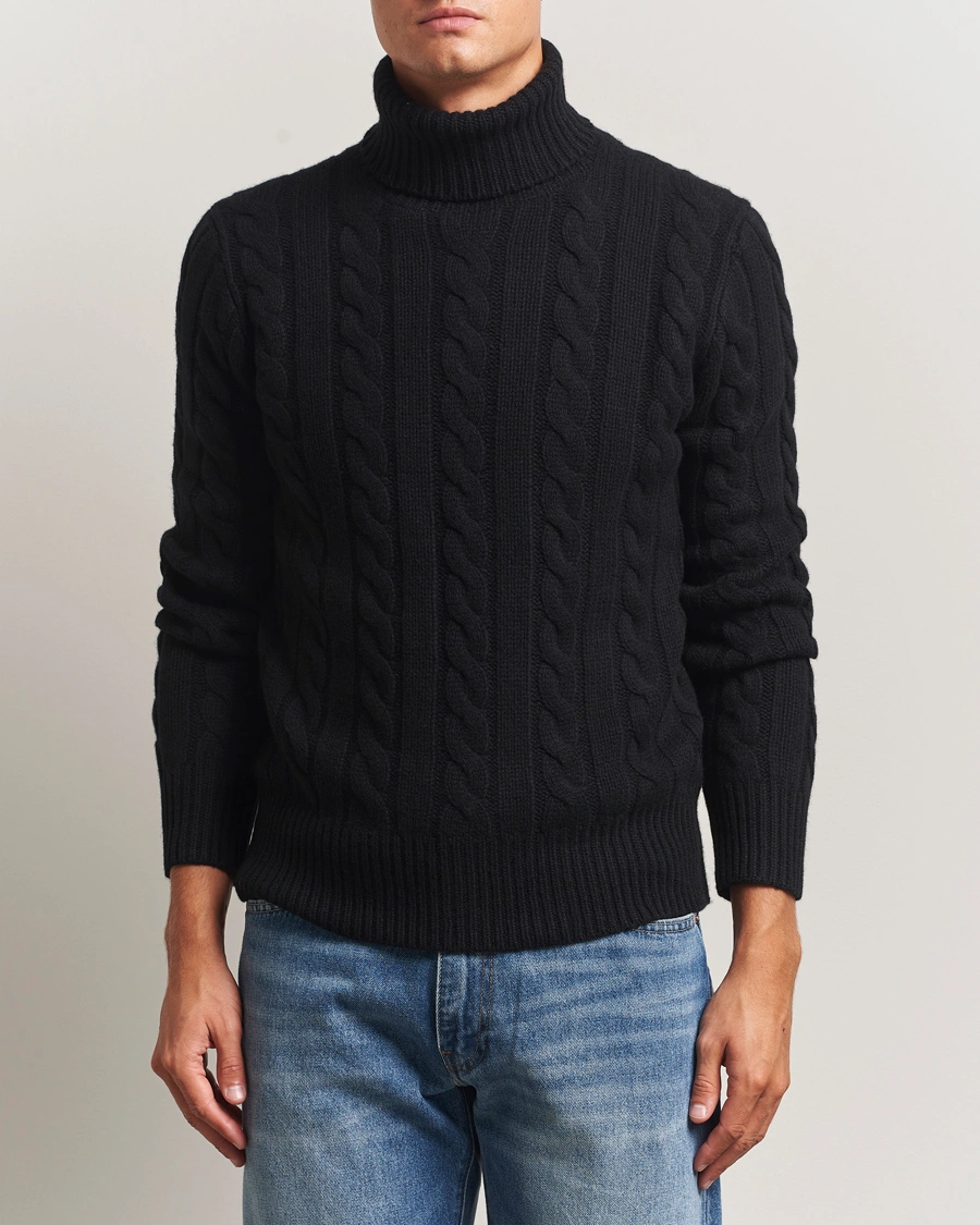 Herren | Pullover | Polo Ralph Lauren | Wool/Cashmere Cable Rollneck Polo Black