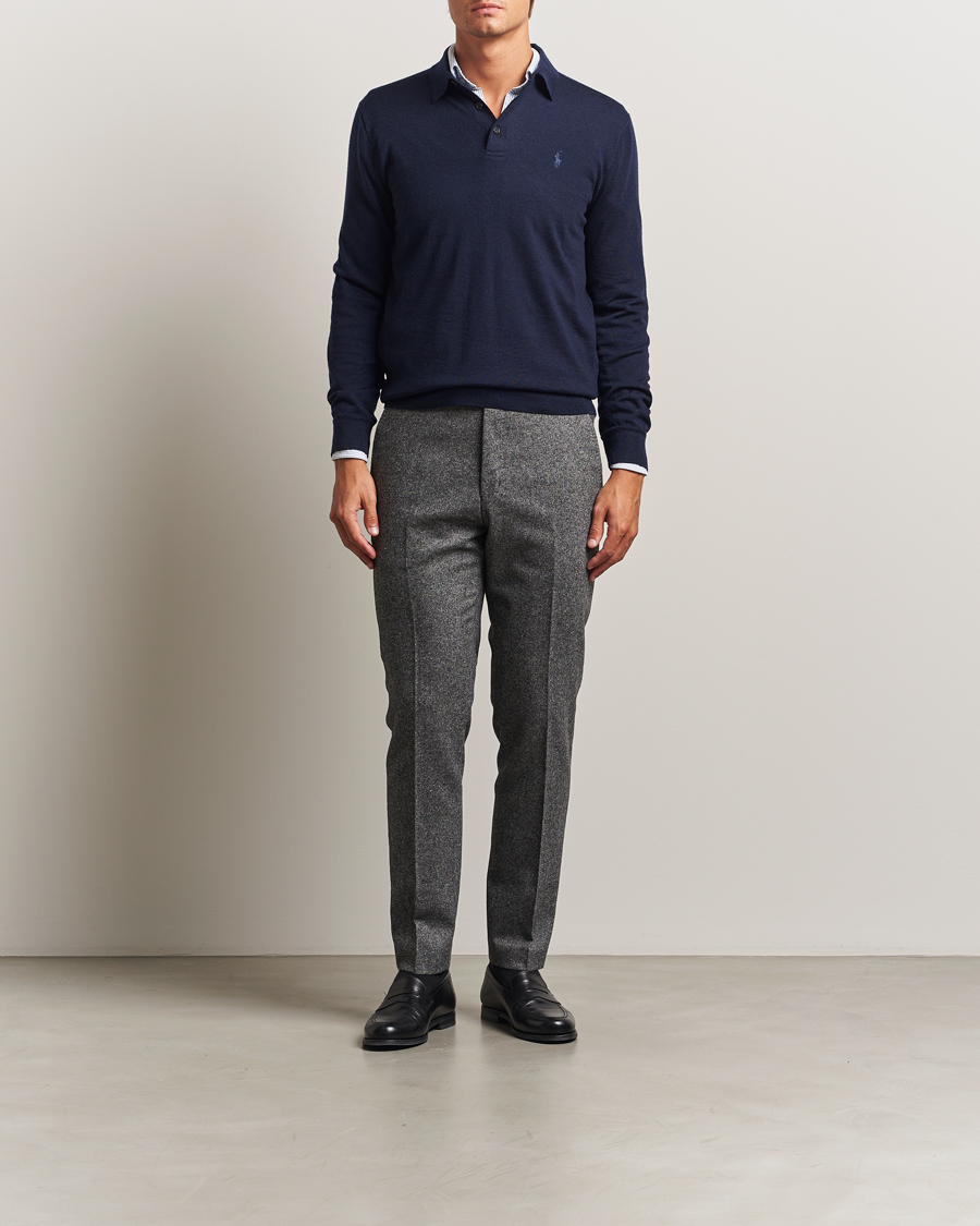 Herren | Pullover | Polo Ralph Lauren | Merino Long Sleeve Polo Hunter Navy
