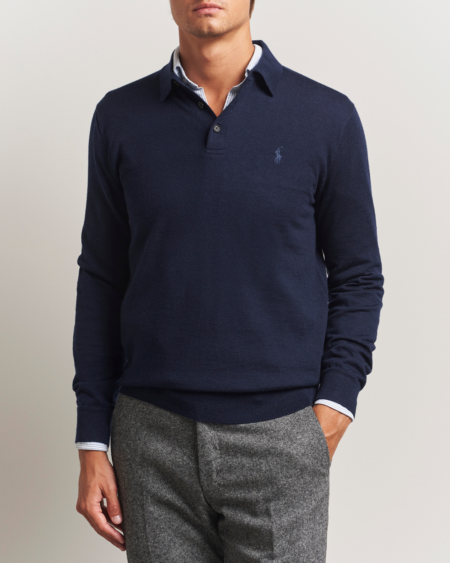Herren | Pullover | Polo Ralph Lauren | Merino Long Sleeve Polo Hunter Navy