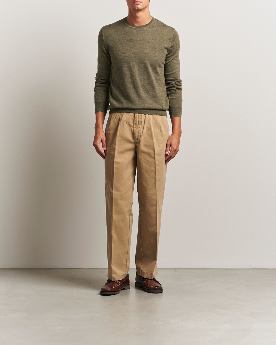 Herren | Pullover | Polo Ralph Lauren | Merino Crew Neck Pullover Cargo Olive Heather