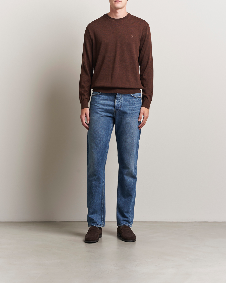Herren | Pullover | Polo Ralph Lauren | Merino Crew Neck Pullover Burnt Brown Melange