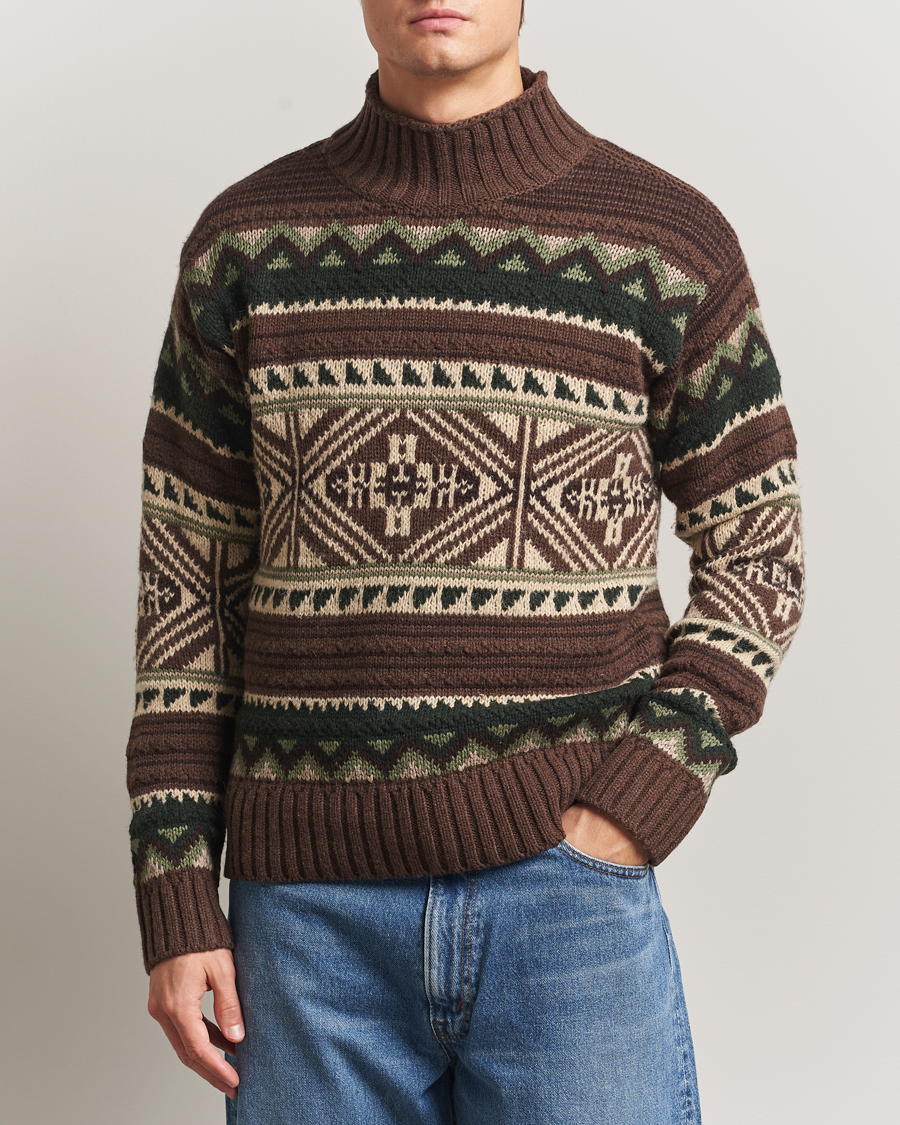 Herren | Pullover | Polo Ralph Lauren | Wool Cotton Blend Sweater Brown Combo