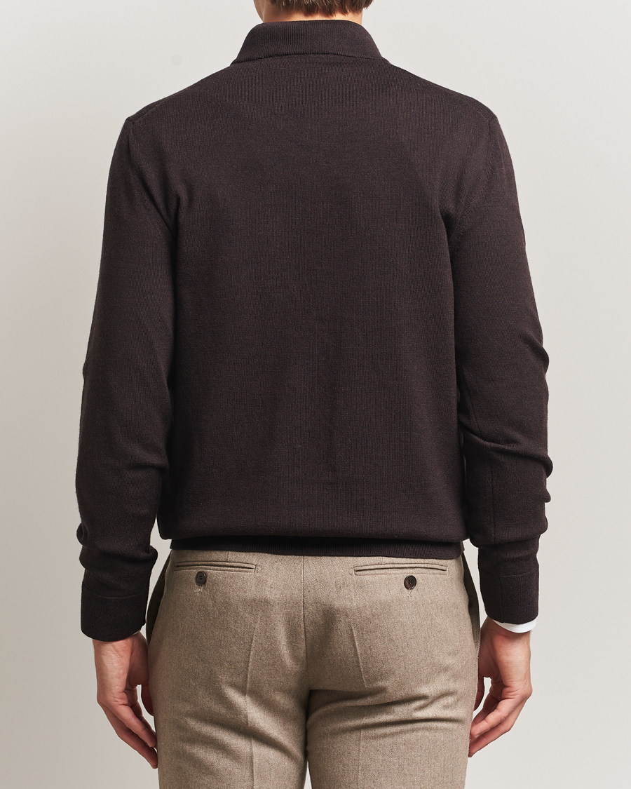Herren | Pullover | Charles Tyrwhitt | Pure Merino Zip Neck Jumper Chocolate Brown