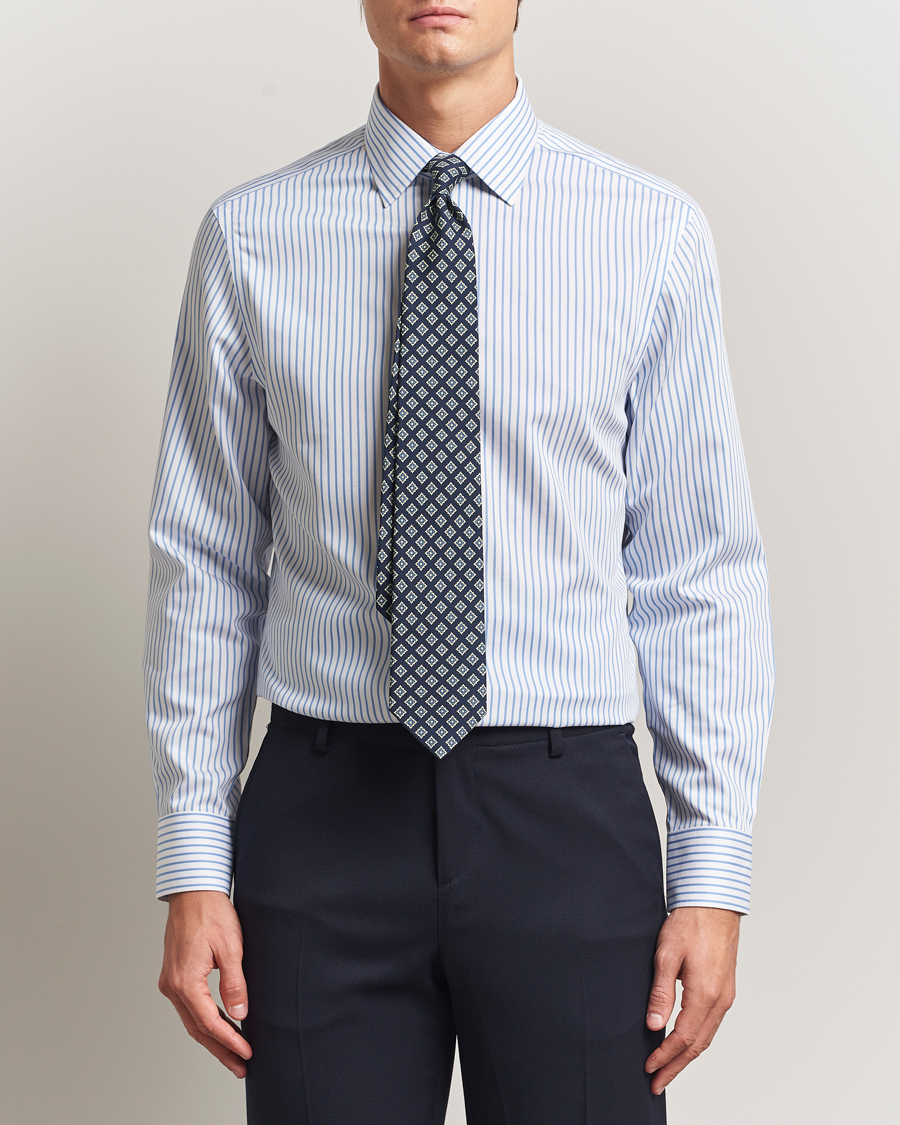 Herren | Hemden | Charles Tyrwhitt | Slim Fit Non Iron Twill Stripe Shirt Blue