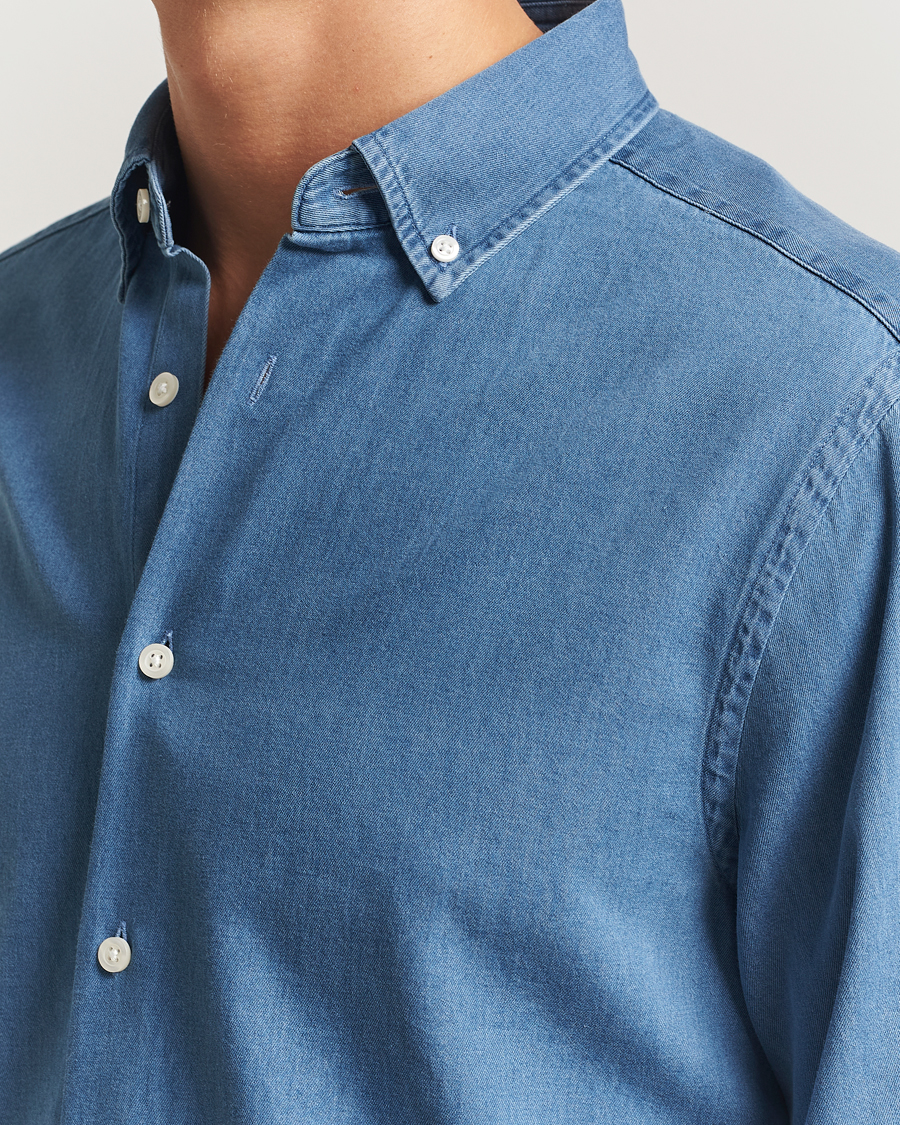 Herren | Hemden | Charles Tyrwhitt | Slim Fit Button Down Denim Shirt Ocean Blue