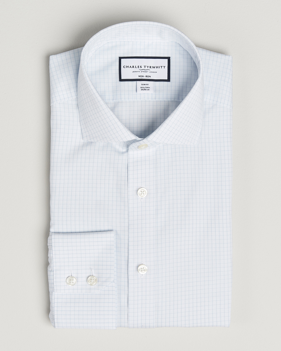 Herren | Hemden | Charles Tyrwhitt | Slim Fit Non Iron Poplin Check Shirt Ice Blue